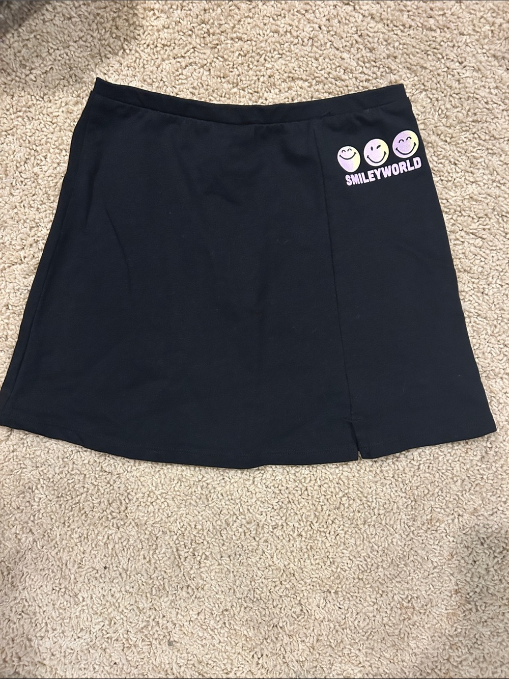 H&M Black Skirt with Pastel Smiley Graphic